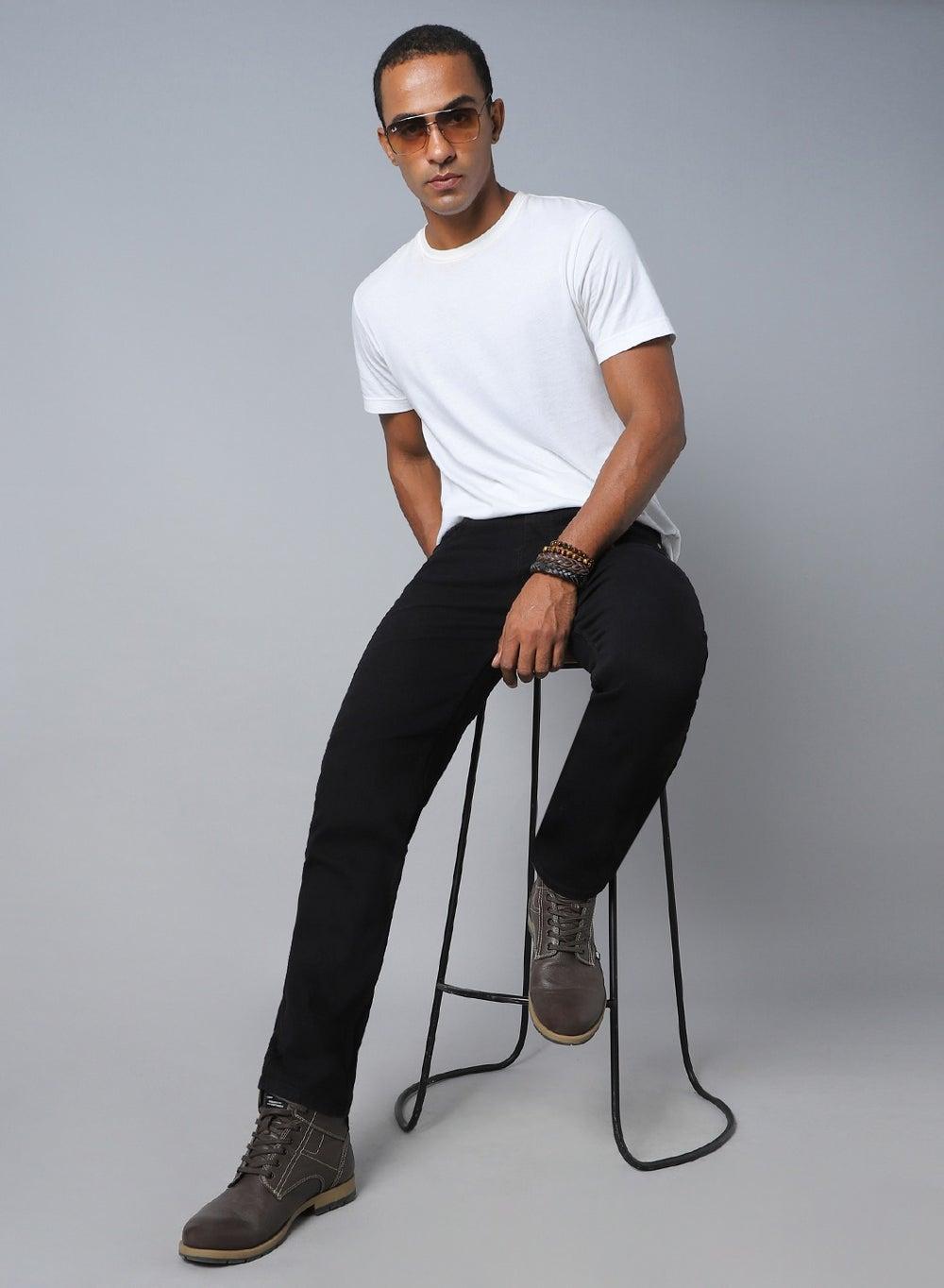 Men’s Black Straight Fit Stretch Jeans Hsmjnw23202 - Image 1