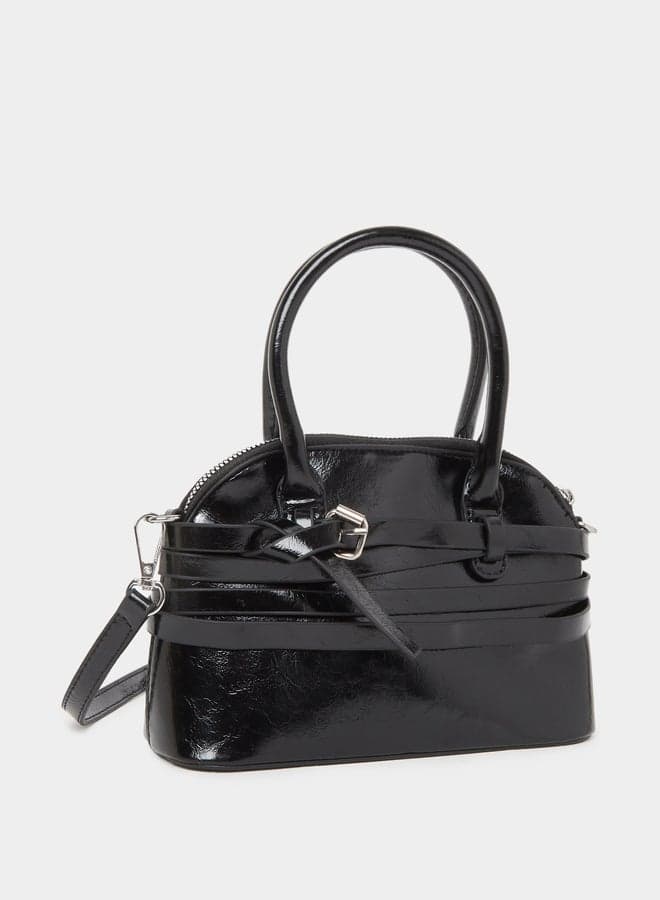 Styli Black Belted Buckle Detail Shoulder Handbag - Image 1