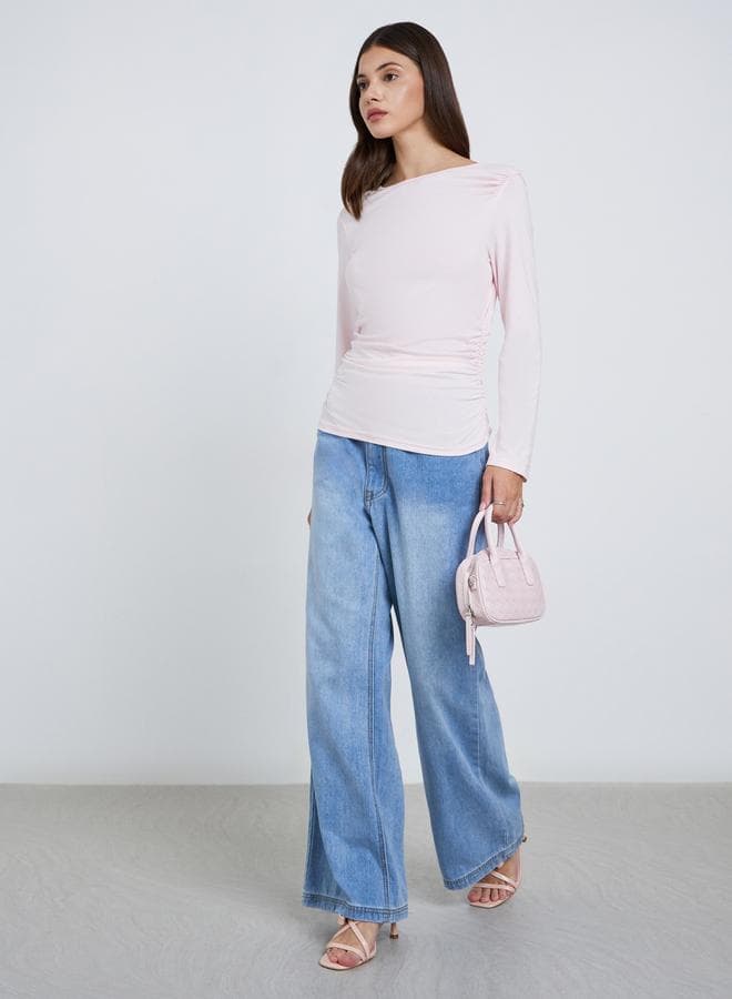 Styli Pink Long Sleeve Knit Top Classic Fit - Image 1