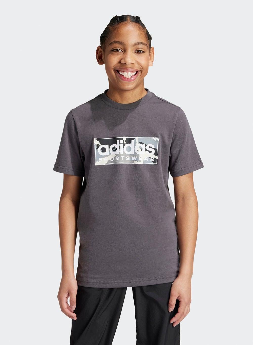 adidas Youth Camo Linear Tee Ix5232 Grey - Image 1