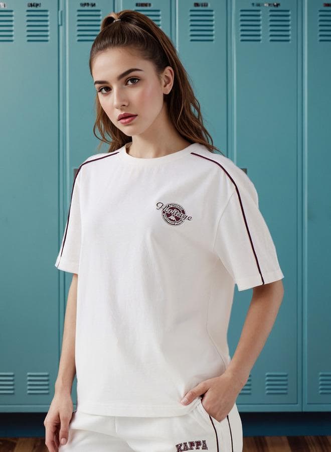 Kappa Logo Embroidered White Crew Neck T-Shirt - Image 1