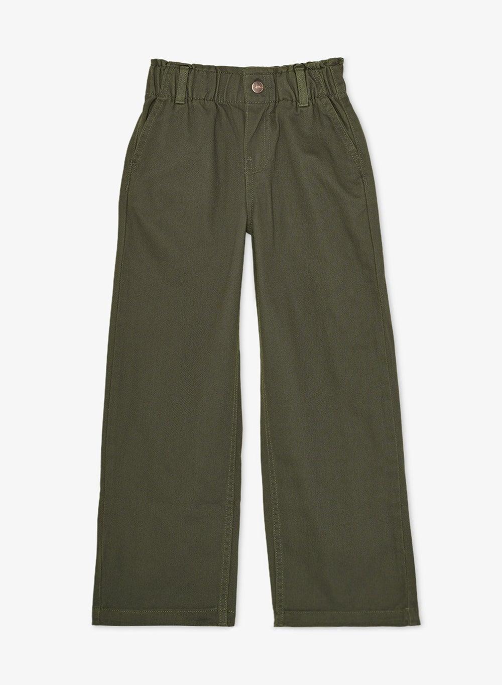 Olive Straight Fit Girls Pant – High Rise Comfort - Image 1