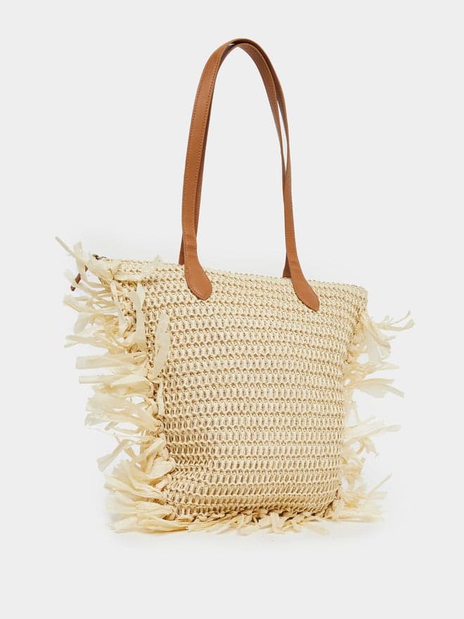Styli Yellow Fringe Detail Beach Shoulder Bag - Image 1
