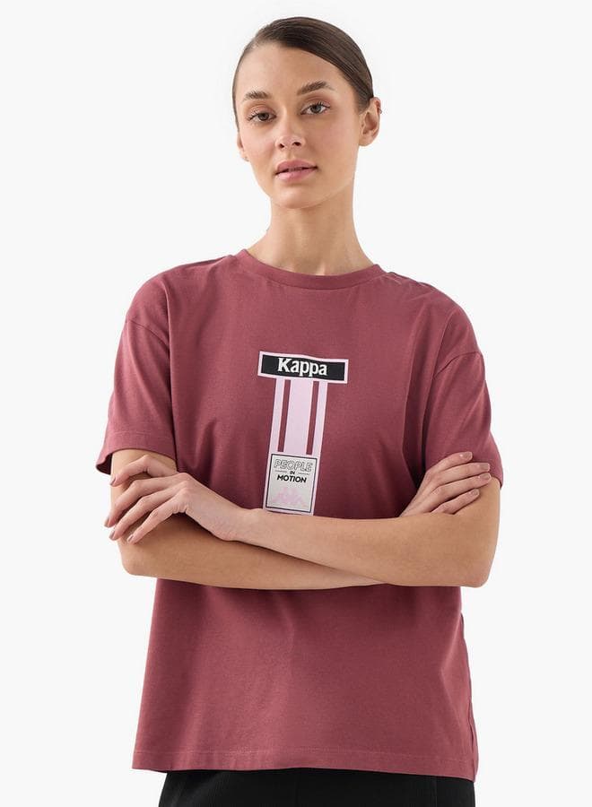 Kappa Logo Detail Pink Cotton Blend T-Shirt - Image 1