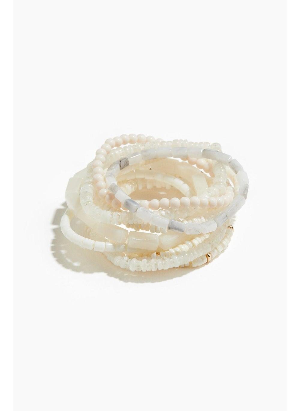 9-Pack White Light Beaded Bracelet Set - Image 1