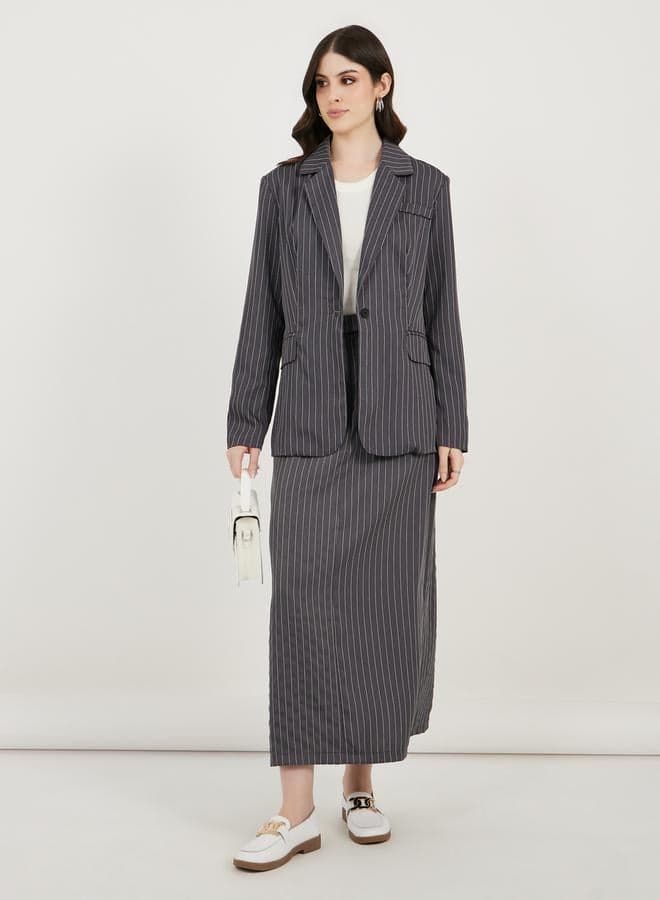 Styli Grey Pinstriped Maxi Skirt 7011239514 - Image 1