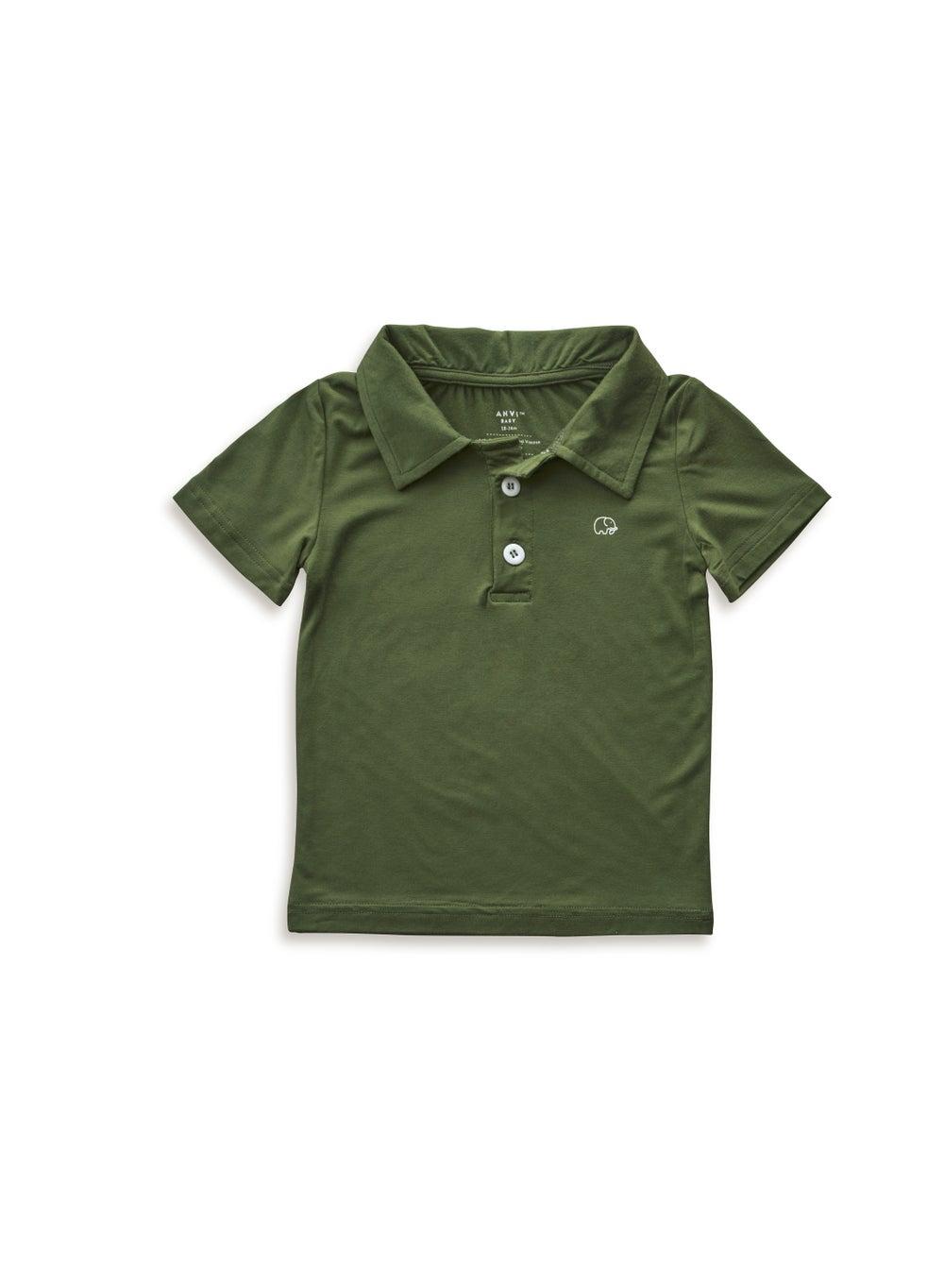 Dark Green Bamboo Spandex Polo T-Shirt - Image 1