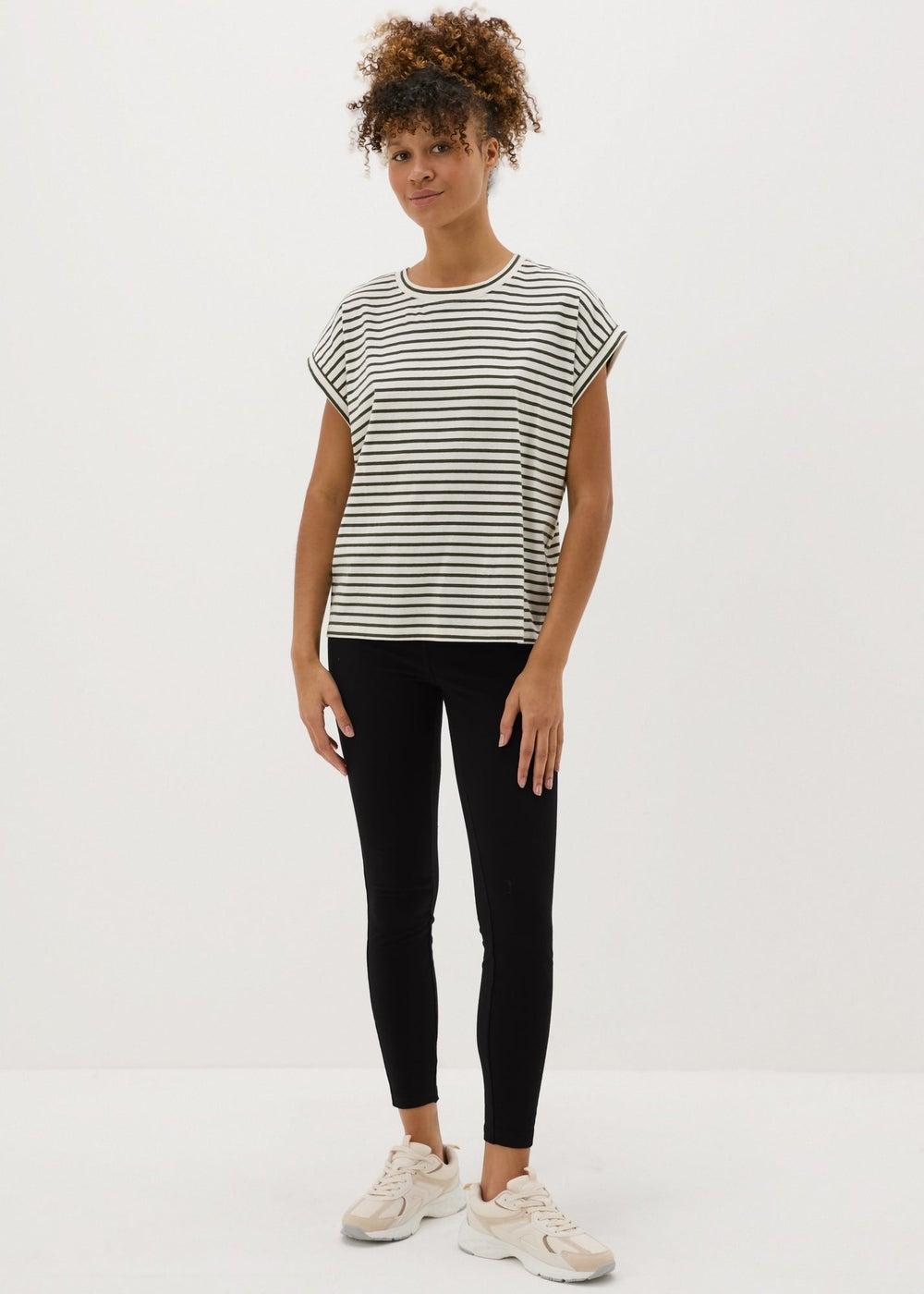 Black Denim-Look High Rise Ankle Leggings - Image 1