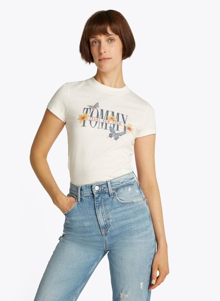 Slim Fit Graphic Crew Neck Cotton T-Shirt DW0DW21340 - Image 1