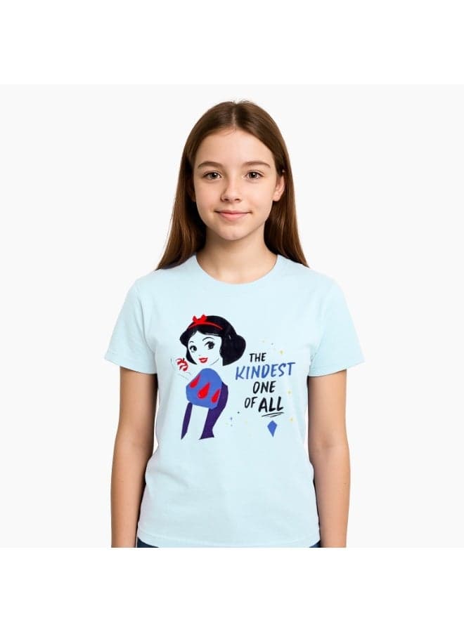 Disney Princess Girls Cotton T-Shirt Light Blue - Image 1