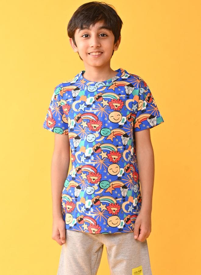 Anthrilo Blue Graphic Round Neck Boys T-Shirt 2111915803 - Image 1