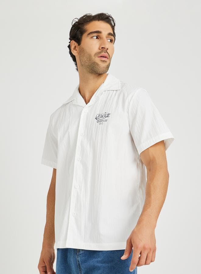 Men’s White Graphic Resort Collar Relaxed Shirt - Image 1