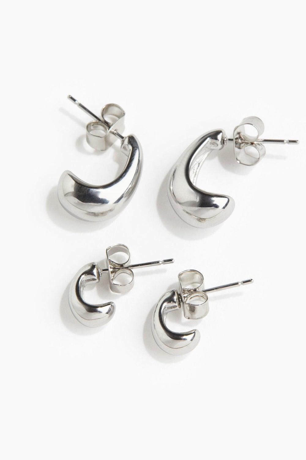 Dual Dome Stainless Steel Earrings Set - Image 1