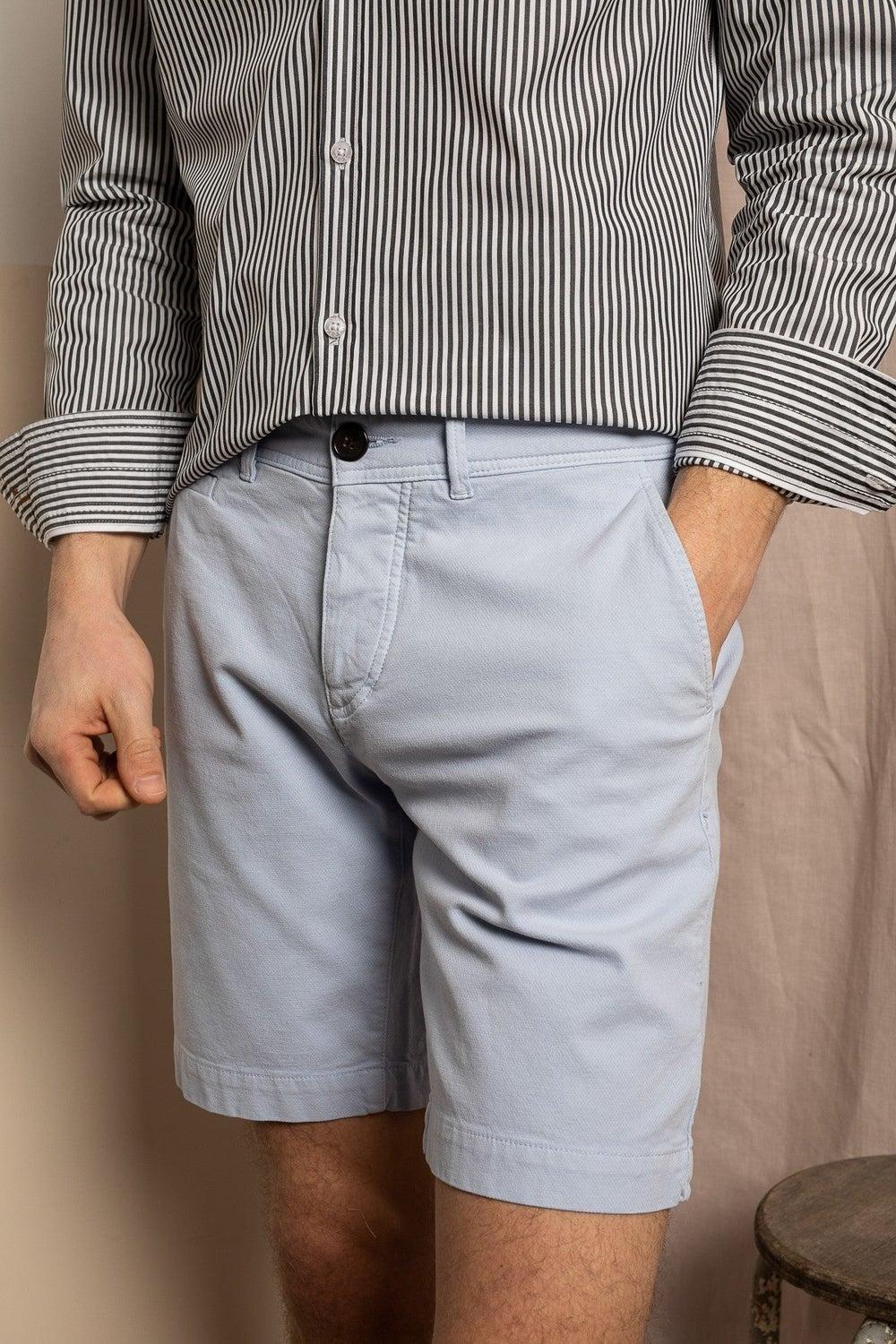 Azur Blue Textured Shorts with Spade Detail - Image 1