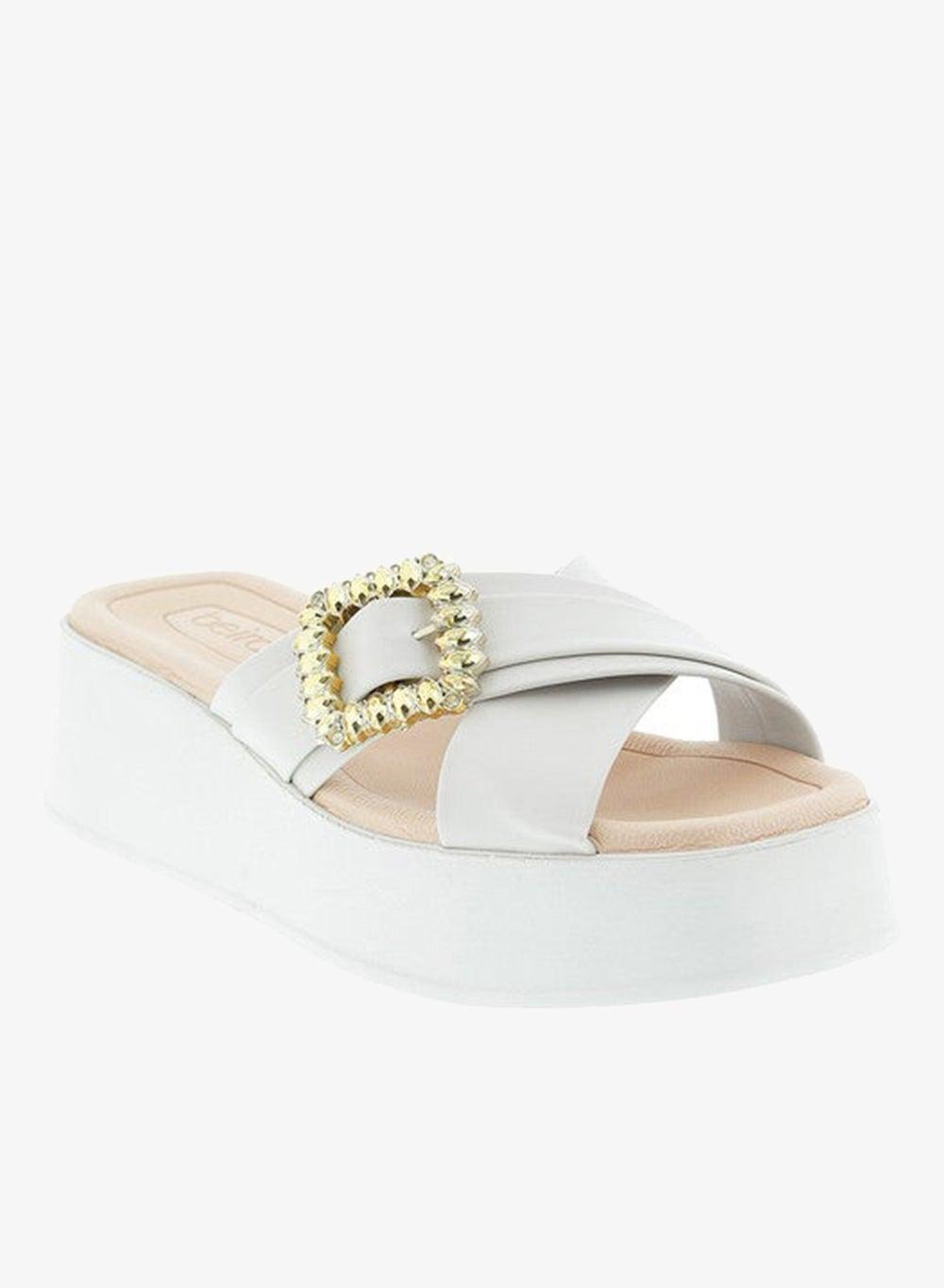 Off White Flat Sandals for Women – Classic PU Slip-On - Image 1