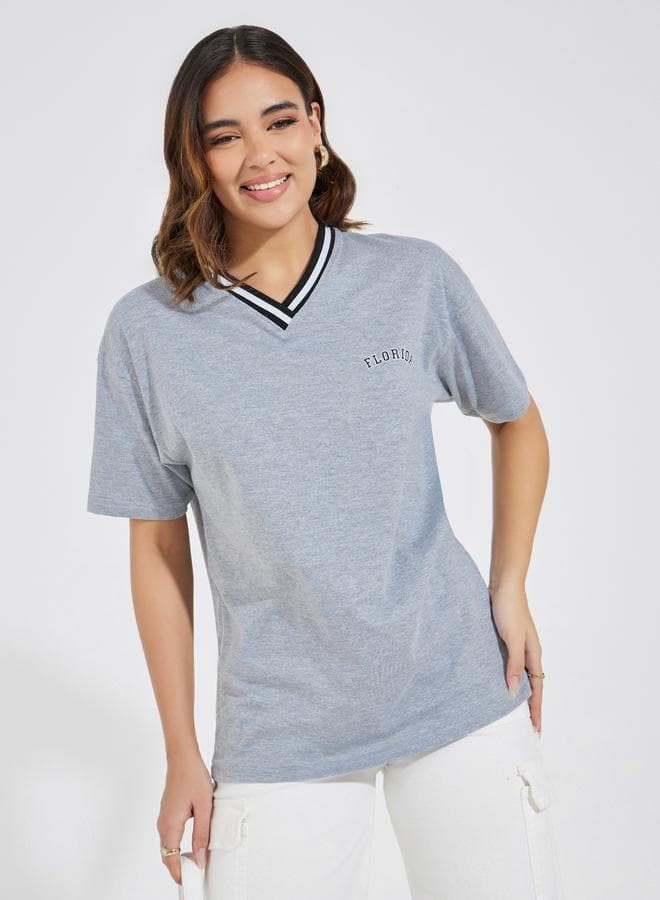 Florida Print V-Neck T-Shirt 7008869114 - Image 1