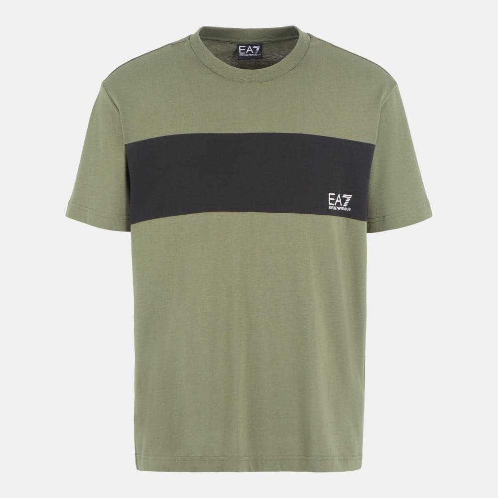 Emporio Armani Men's Green Block Print T-Shirt - Image 1