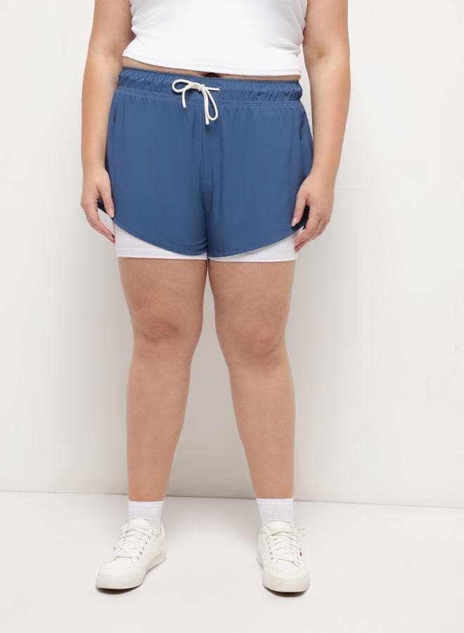 Cobalt Blue Mist 2-in-1 Women’s Performance Shorts - Image 1