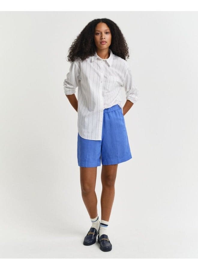Gant Relaxed Linen Blend Pull-On Shorts Blue - Image 1
