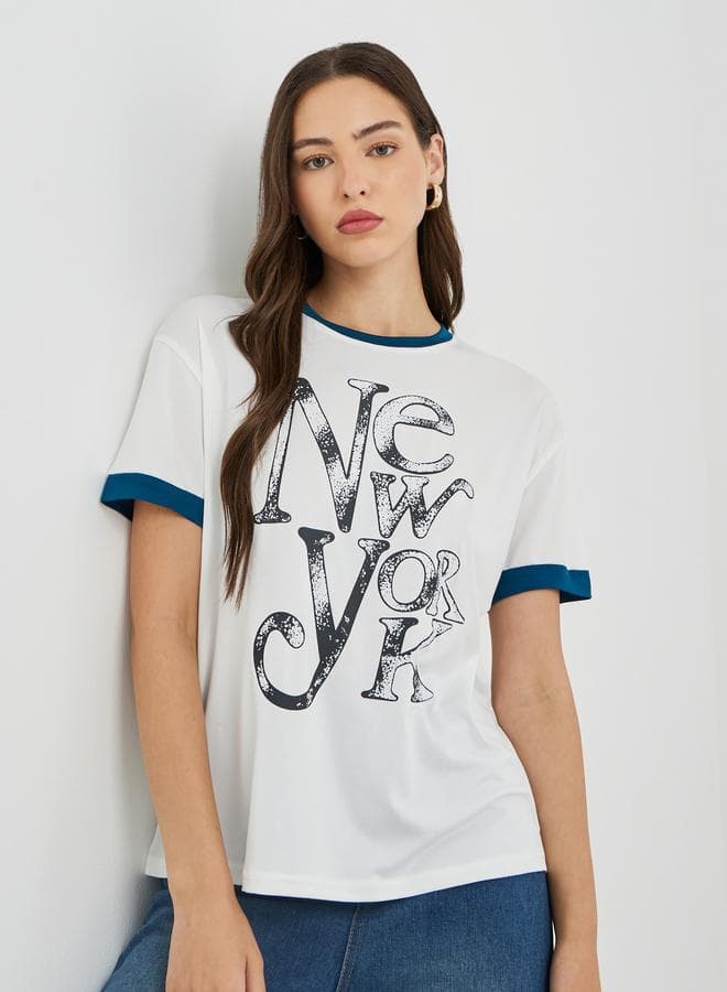Take Two Oversized Slogan Print T-Shirt - Image 1