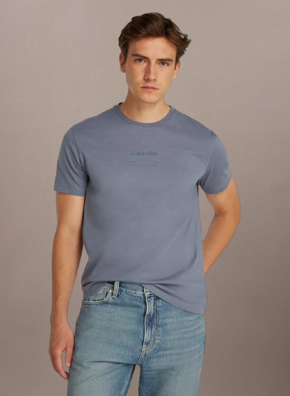 Calvin Klein Raised Logo Grisaille Cotton T-Shirt - Image 1