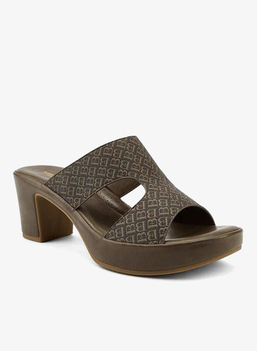 Monogram Print Block Heel Sandals Onex90146 Brown - Image 1