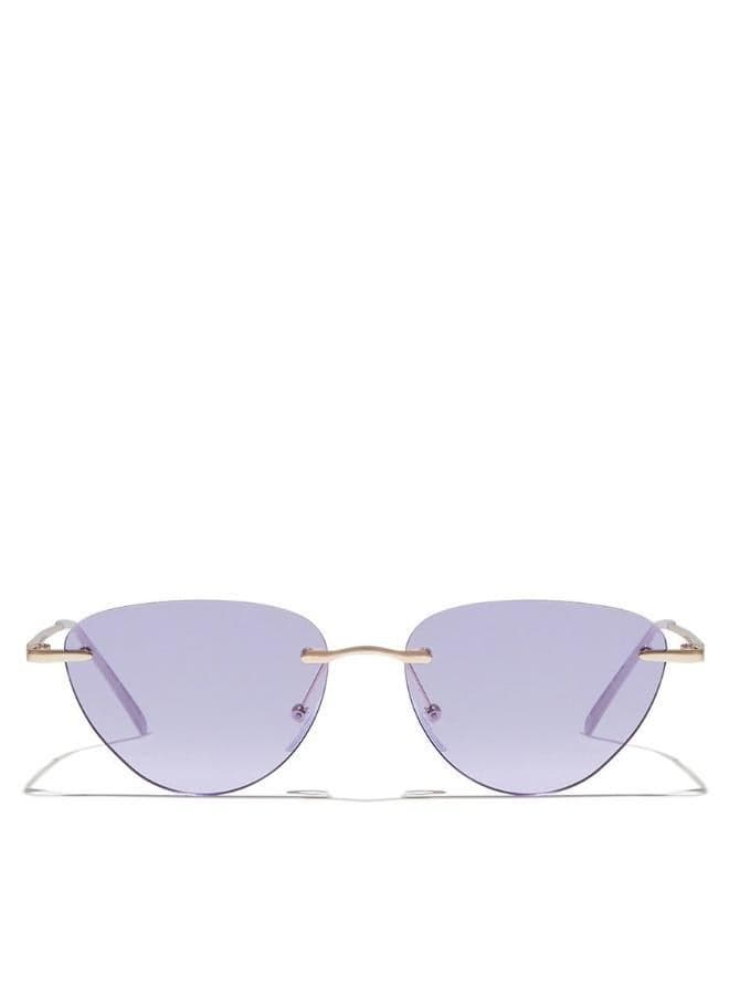 BlackOut Minimalist Cat Eye Sunglasses UV400 Purple Lens - Image 1