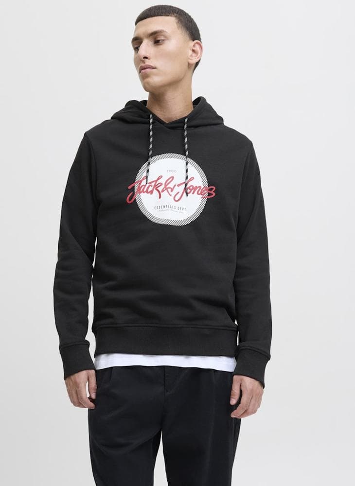Black Logo Regular Fit Pullover Hoodie 12279115 - Image 1
