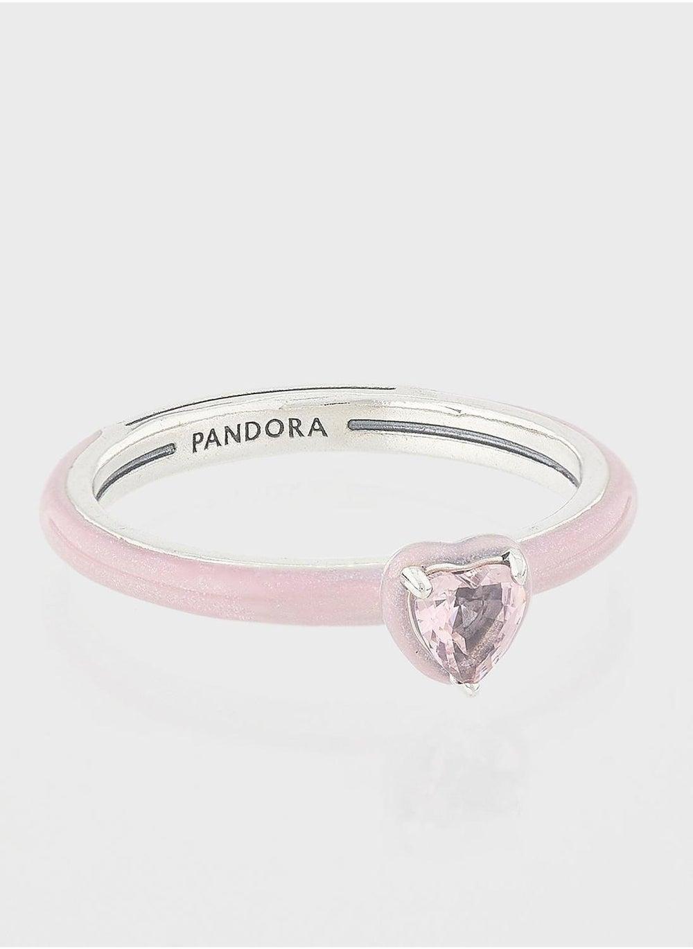 Pandora Heart Pink Crystal Sterling Silver Ring - Image 1