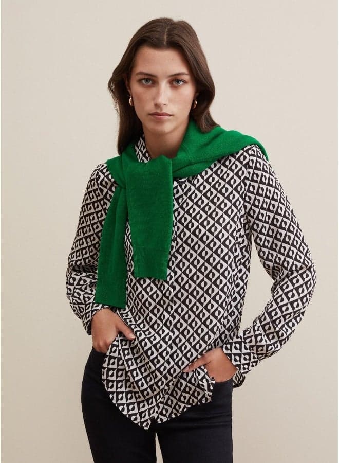 PIOMBO Optical Print Cotton Blend Blouse - Image 1
