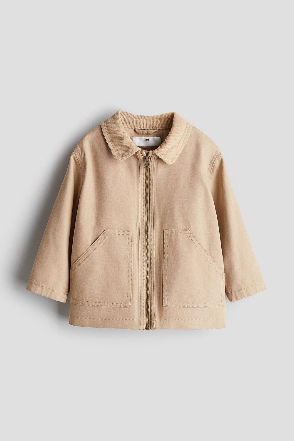 Girls Cotton Canvas Jacket with Corduroy Collar - Image 1