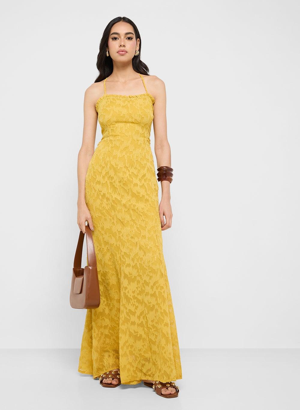 Textured Mustard Yellow Maxi Dress 1125 64 - Image 1