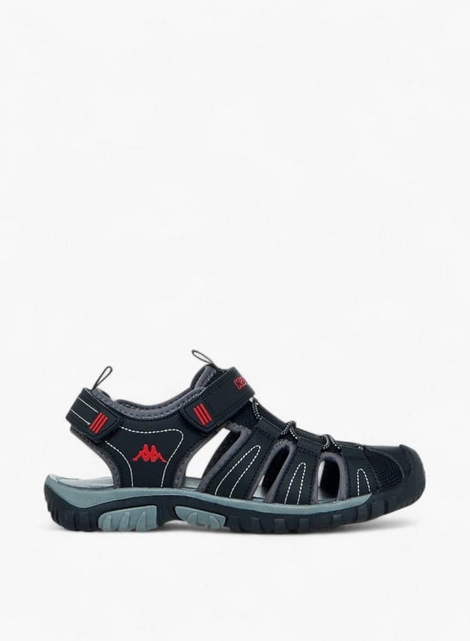 Boys Black Panelled Sandals 24Yk097Bp Hook Closure - Image 1