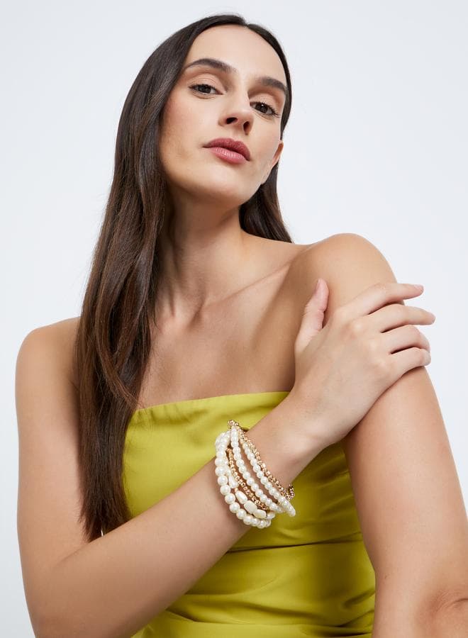 Styli Faux Pearl Gold Beaded Bracelet - Image 1