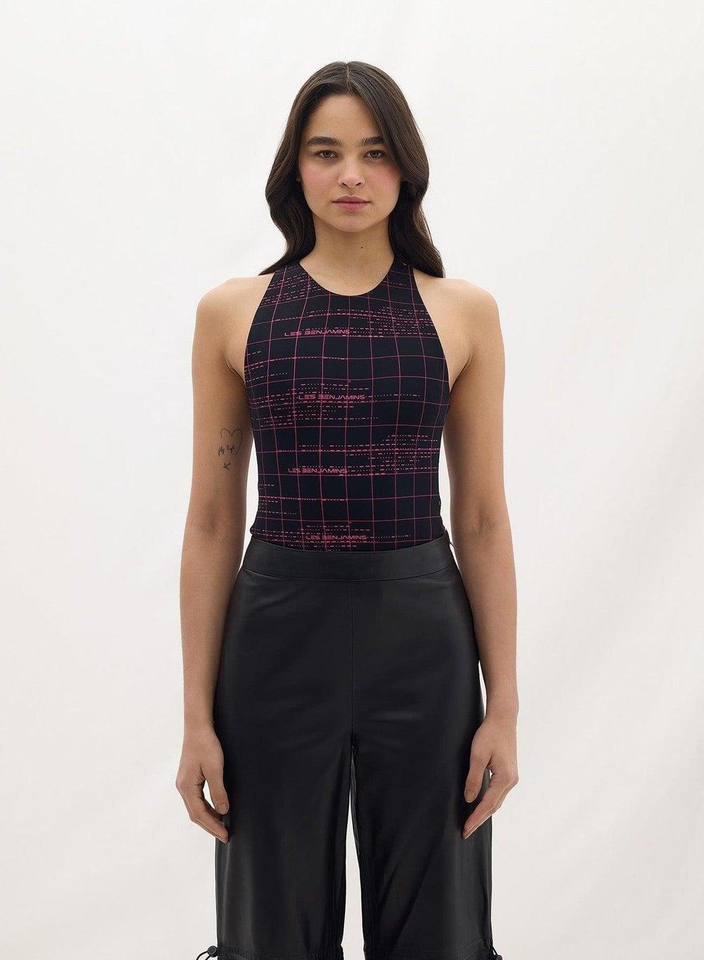 TOP 207 Graphic Halter Bodycon Tunic - Image 1