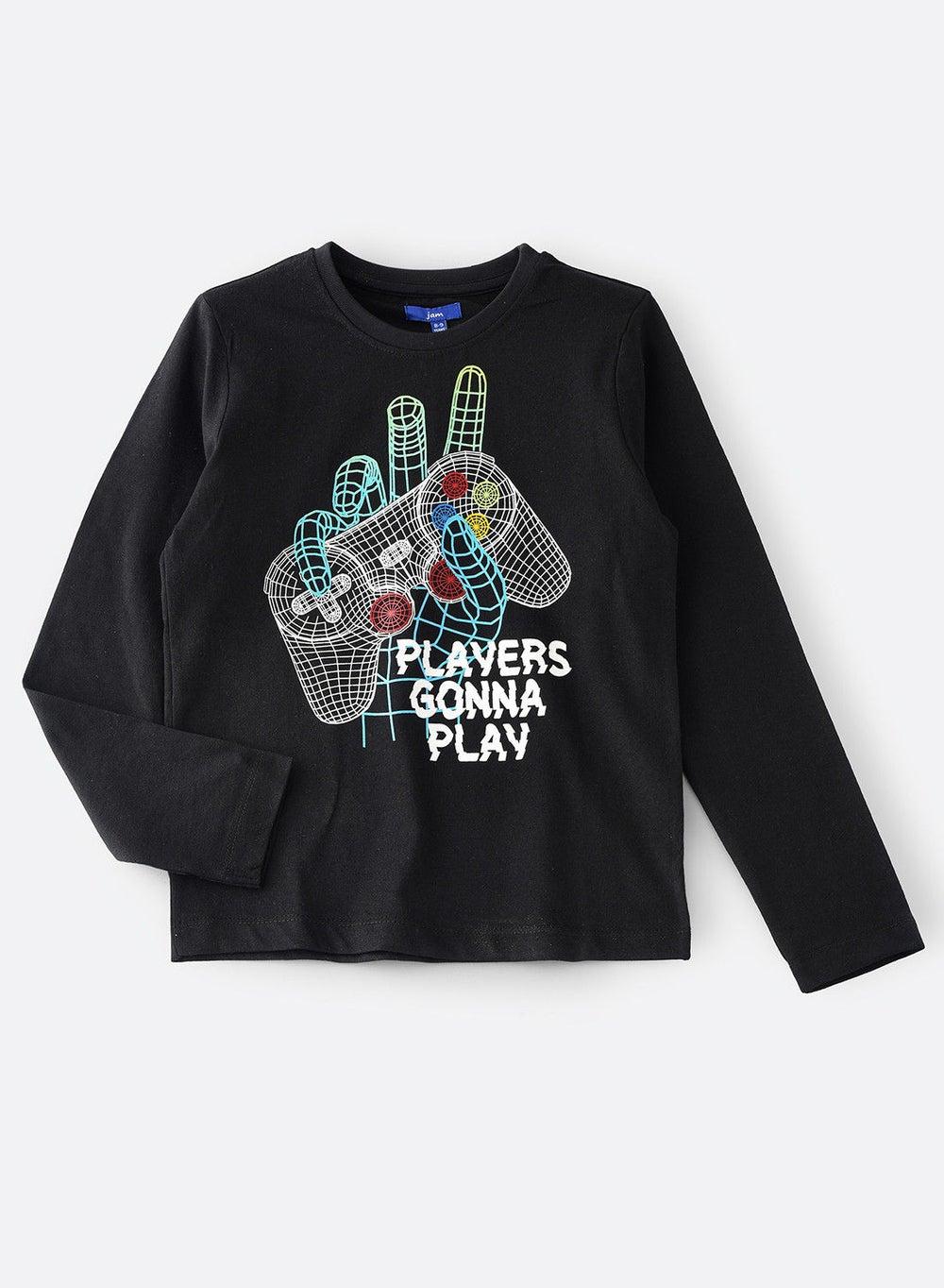 Arkttnb W204 Boys Black Printed Knit T-Shirt - Image 1
