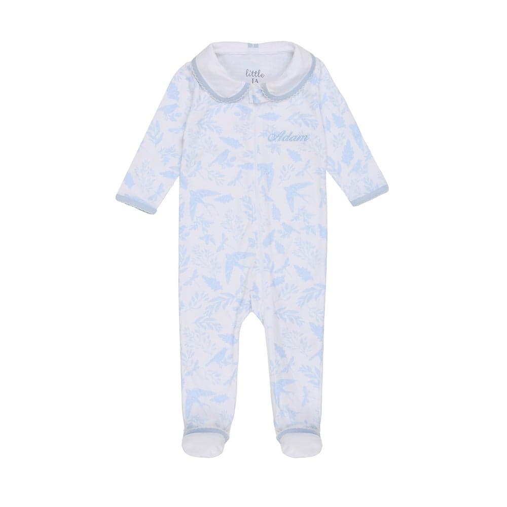 Birdsong Smart Zip Blue Organic Cotton Sleepsuit - Image 1