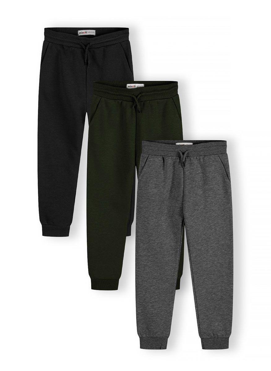 Boys Ribbed Cuff Joggers 3-Pack Black & Neutrals - Image 1