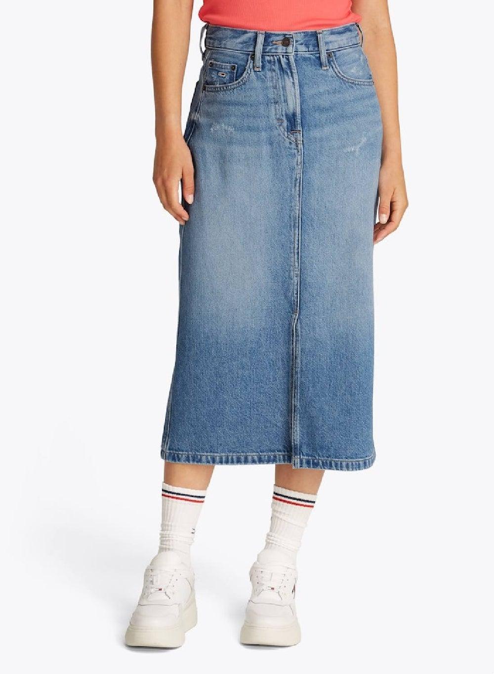Claire Bi8036 Light Denim Midi Skirt - Image 1