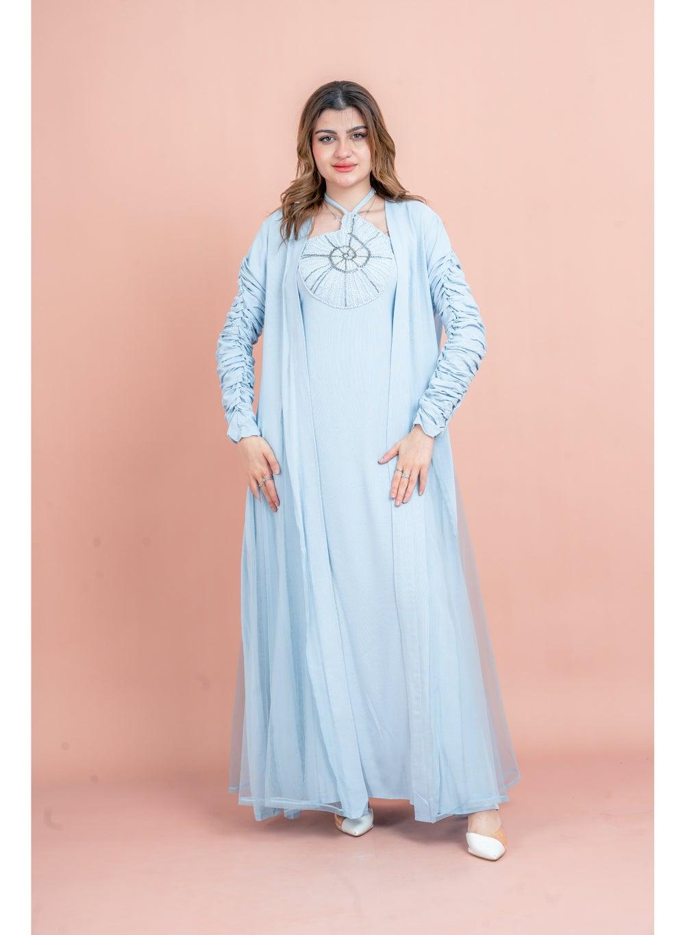 Embellished Halter Neck Jalabiya Two-Piece Set - Image 1
