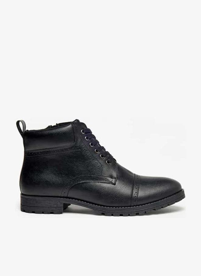 Men’s Black Perforated Chukka Boots Du 4820 Zip - Image 1