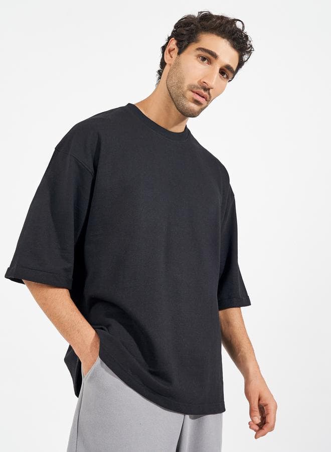 Black Boxy Fit Terry T-Shirt 7008881801 - Image 1