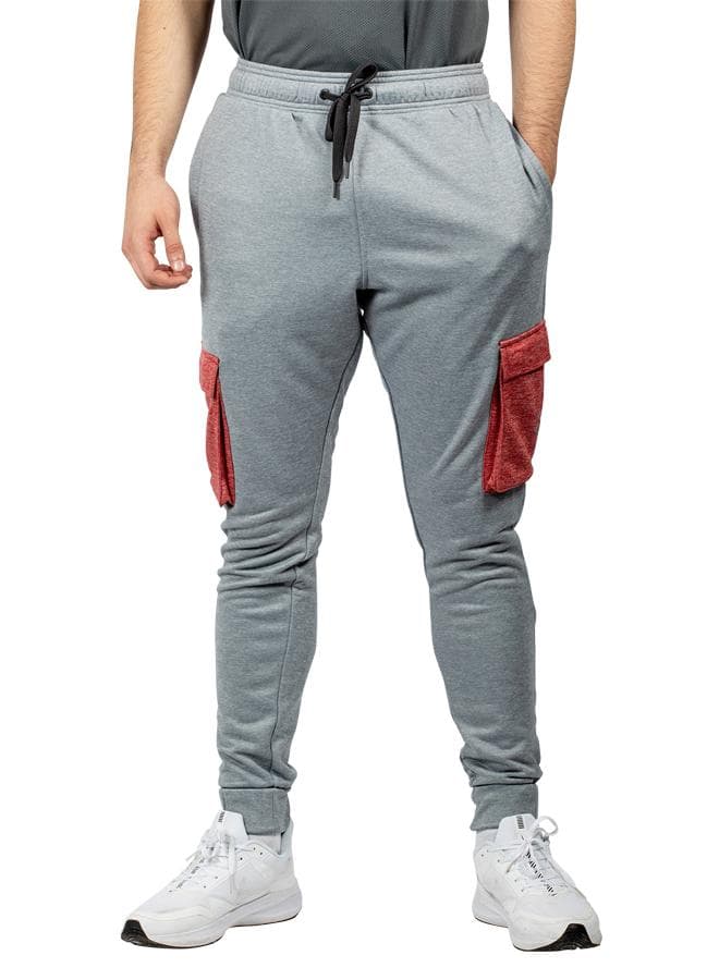 Men’s Slim Fit Cuffed Cargo Sweatpants – Grey - Image 1