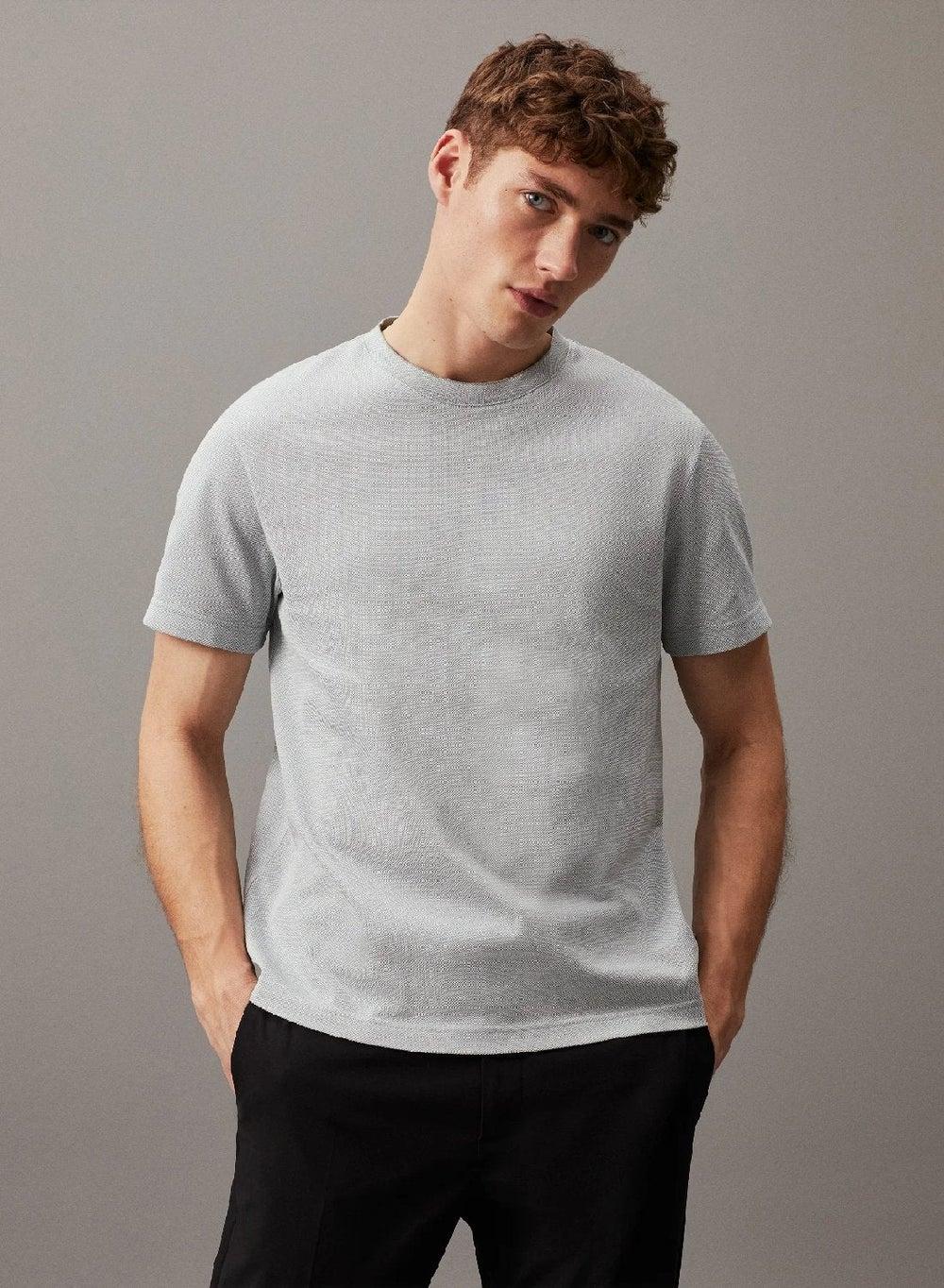 Calvin Klein Two Tone Oxford T-Shirt Slate Gray - Image 1