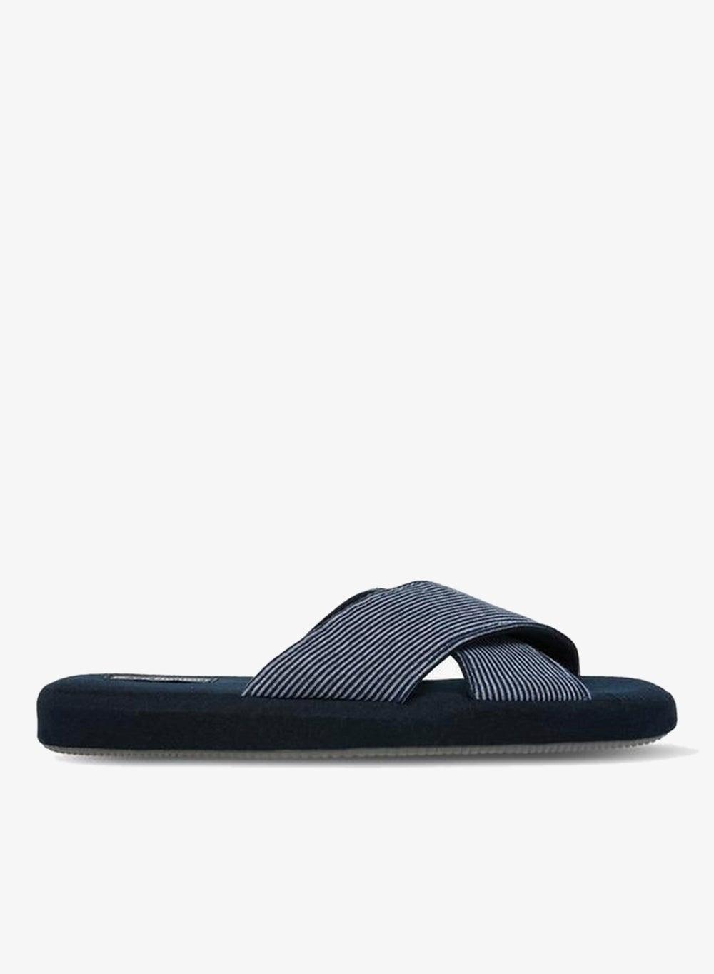 SL 6667 Navy Cross Strap Comfort Bedroom Slippers - Image 1