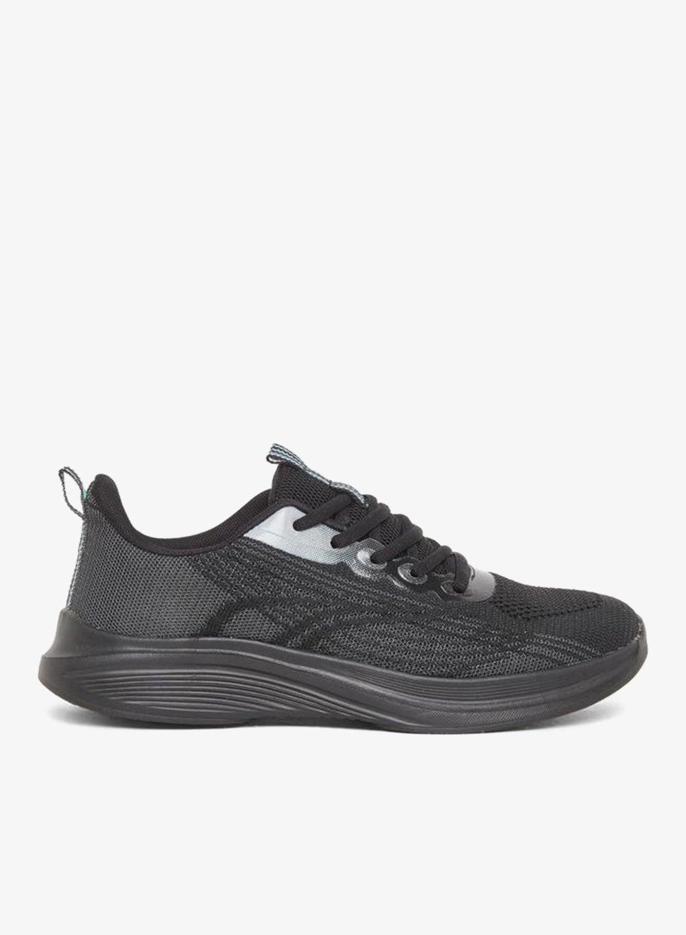 Printed Lace-Up Low Top Sneakers in Black - Image 1