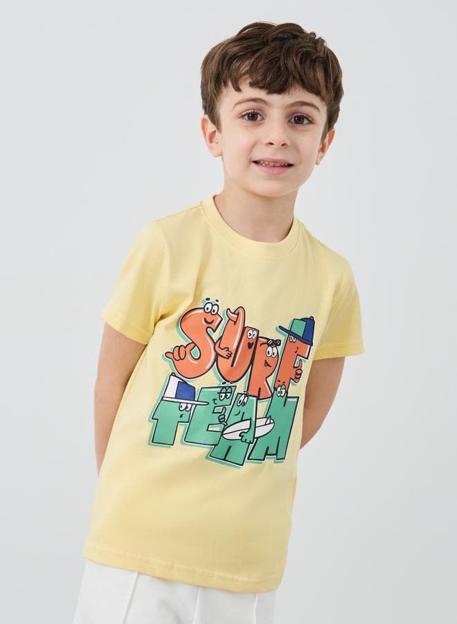 Styli Boys Green Graphic Cotton Round Neck T-Shirt - Image 1