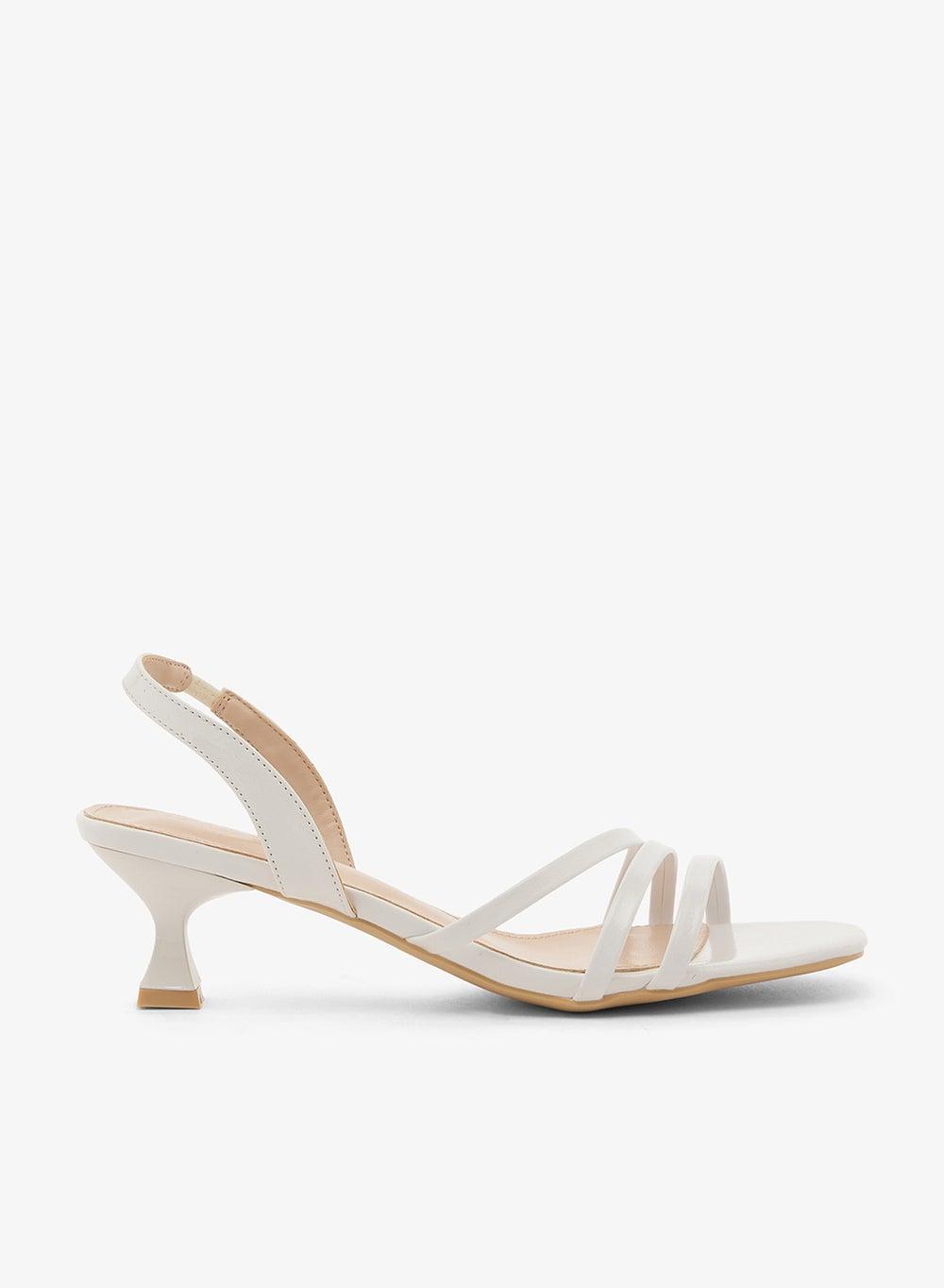 Caria White Crinkle Patent Slingback Heeled Sandals - Image 1