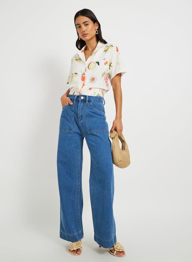 High Rise Wide Leg Blue Denim Jeans 7013264803 - Image 1