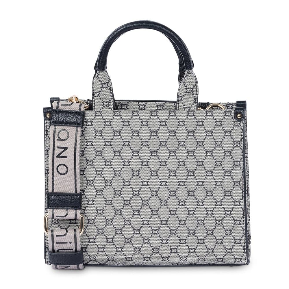 TAMIKA Grey Monogram Milano Tote Bag - Image 1
